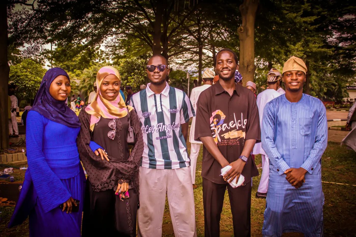 A group of attendees together outdoors